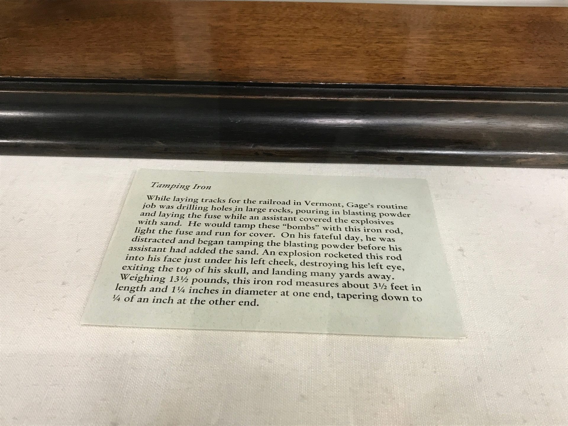Phineas Gage memorabilia, Warren Anatomical Museum, Boston (by Luca Ambrosio) - 06.jpg